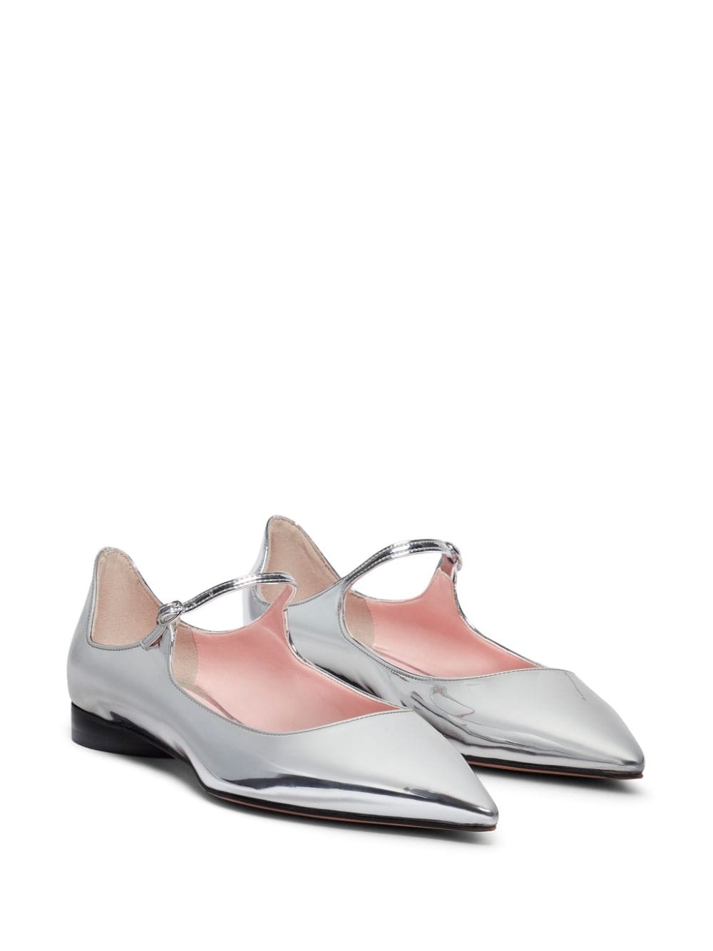 Shop Piferi Eagle Leather Ballerina Shoes In Silver