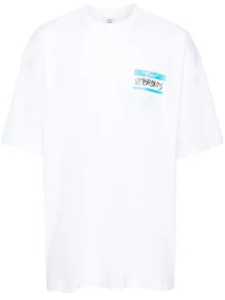 VETEMENTS Name-Tag Cotton T-shirt | White | FARFETCH AZ
