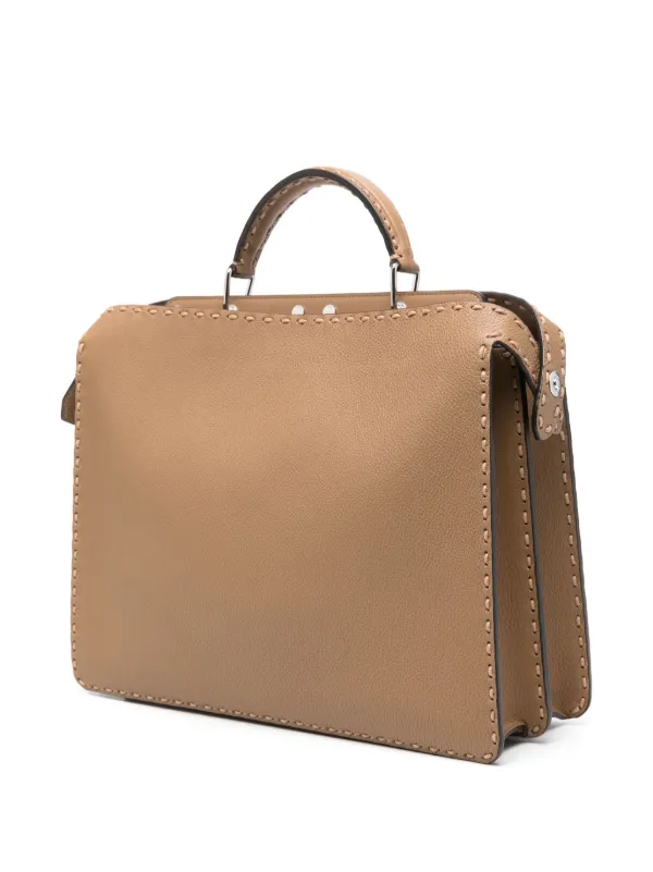 Fendi ブラウンレザートートバッグ FENDI Medium Peekaboo ISeeU Selleria Tote Bag | Brown | FARFETCH