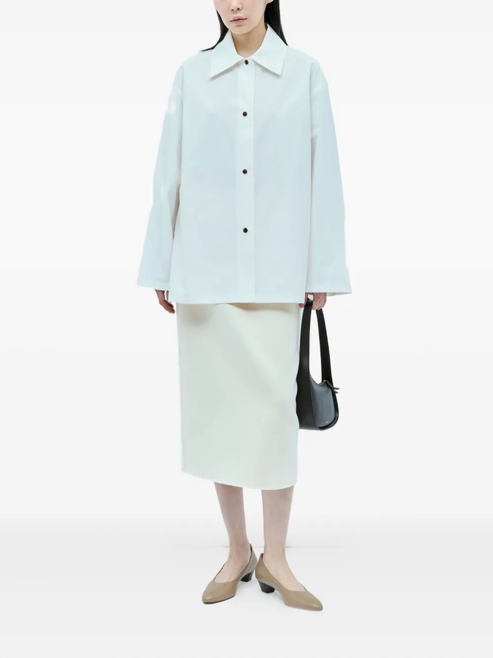The Row zip-detail midi skirt - Beige