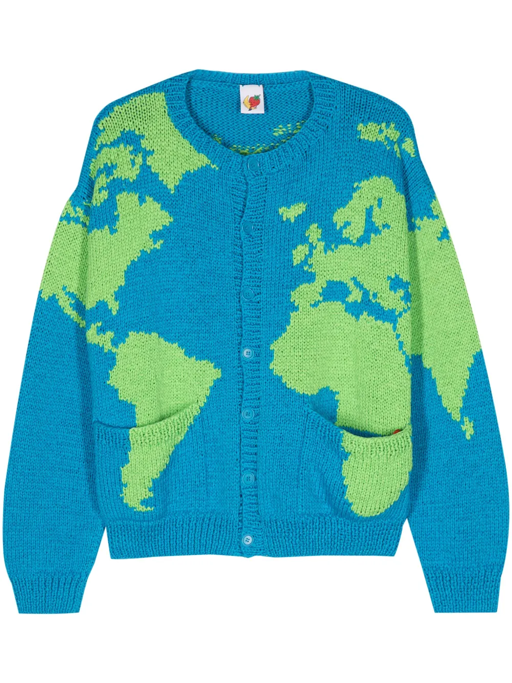 Sky High Farm World Map-embroidery cardigan | Blue | Image 1