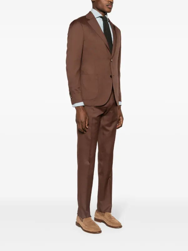 Lardini brooch-detail single-breasted Suit | Brown | FARFETCH