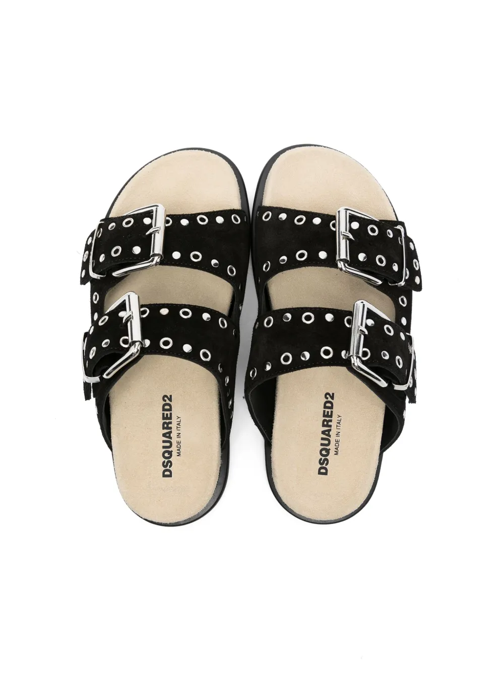 Shop Dsquared2 Stud-embellished Suede Slides In Black