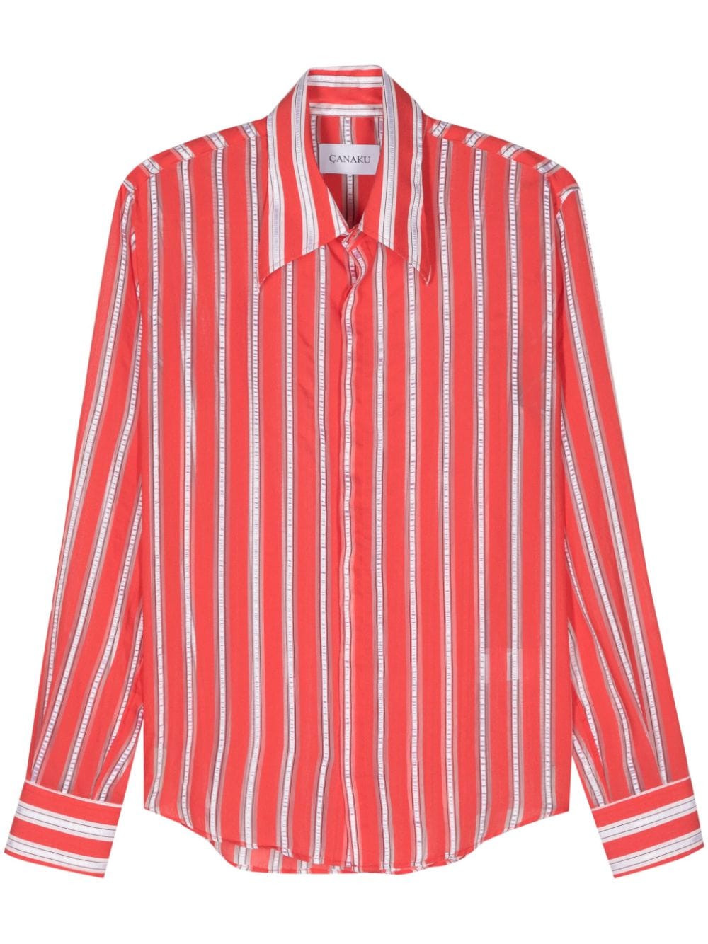 Shop Canaku Striped Panelled Shirt In Red