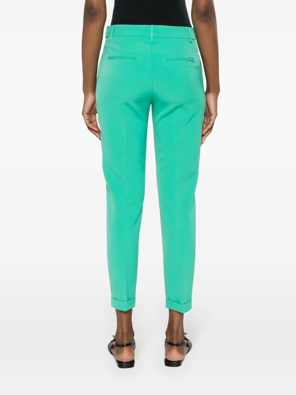 Shop Liu •jo Mid-rise Slim-cut Trousers In Green