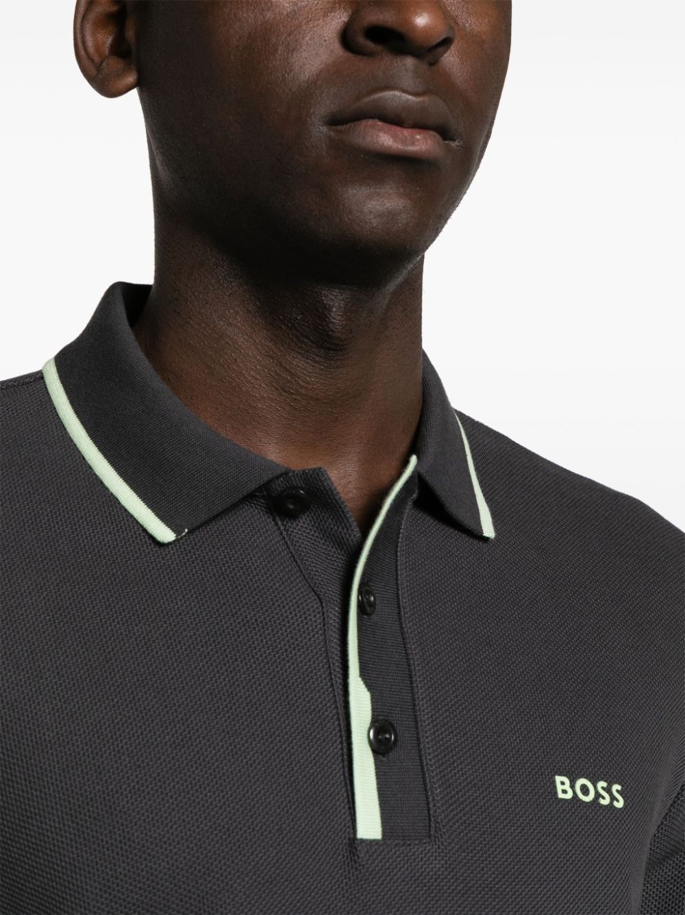 Shop Hugo Boss Logo-appliqué Cotton Polo Shirt In 灰色