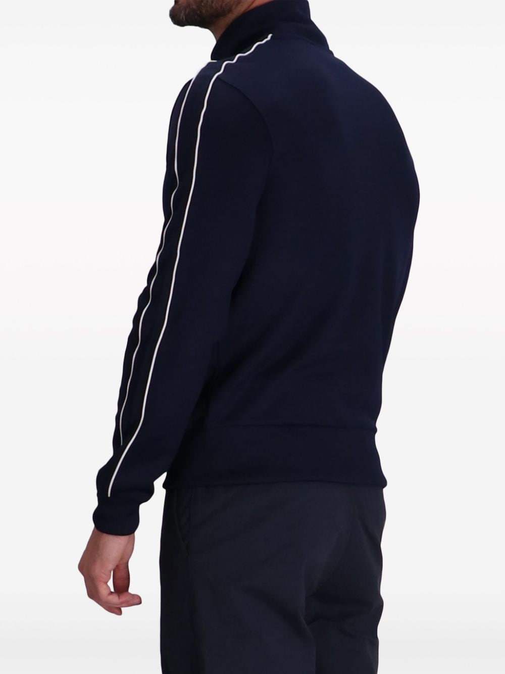 Shop Lacoste Logo-appliqué Side-stripe Sweatshirt In 蓝色