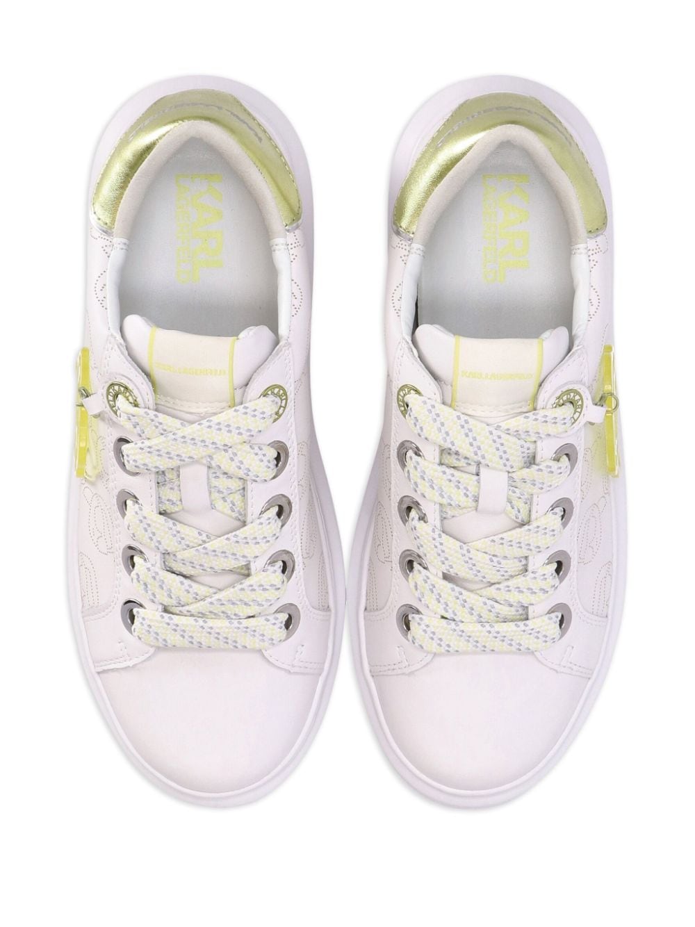 Shop Karl Lagerfeld Kapri Nft Monogram Leather Sneakers In White