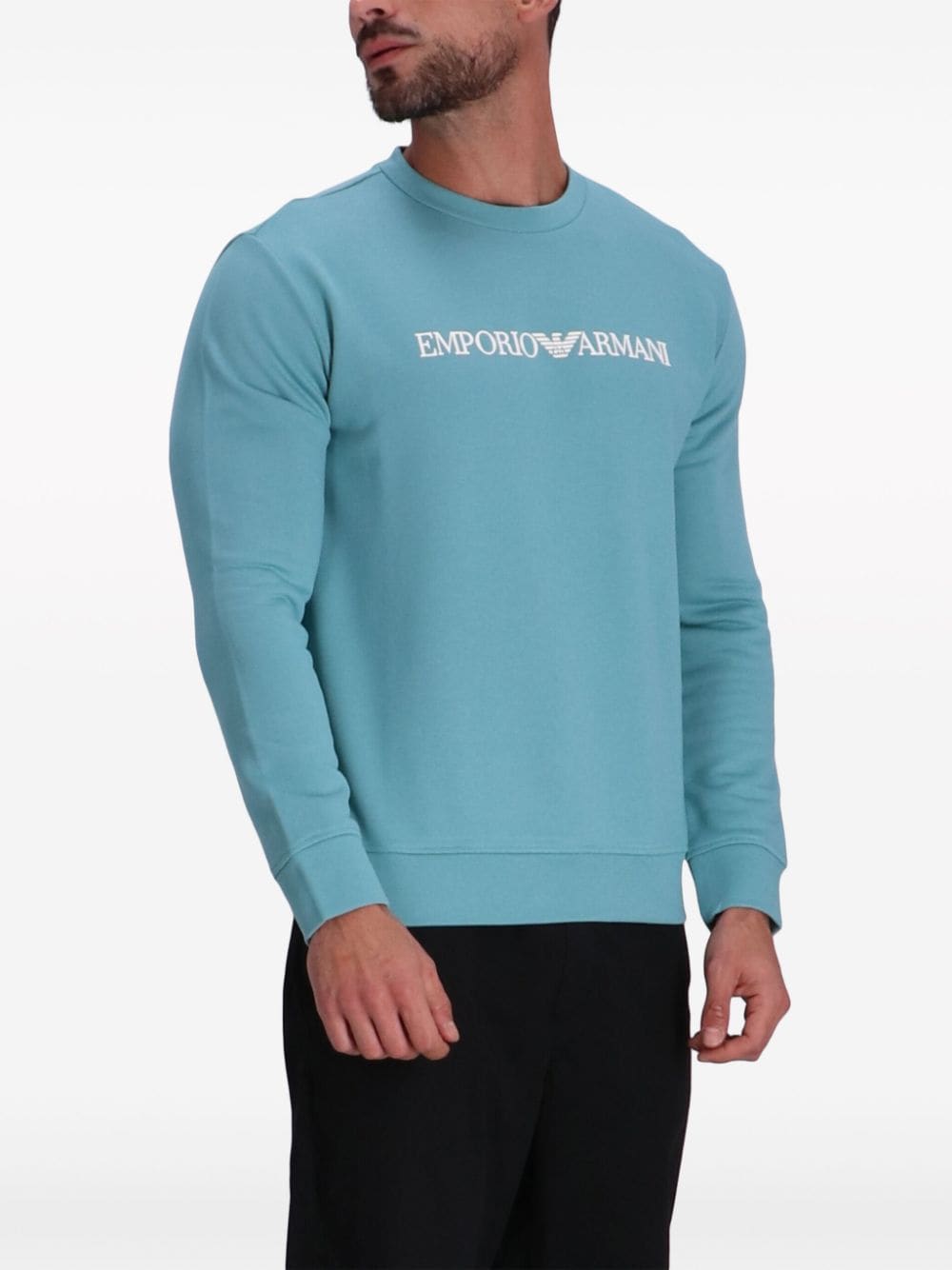 Shop Emporio Armani Logo-print Modal-blend Sweatshirt In Blue