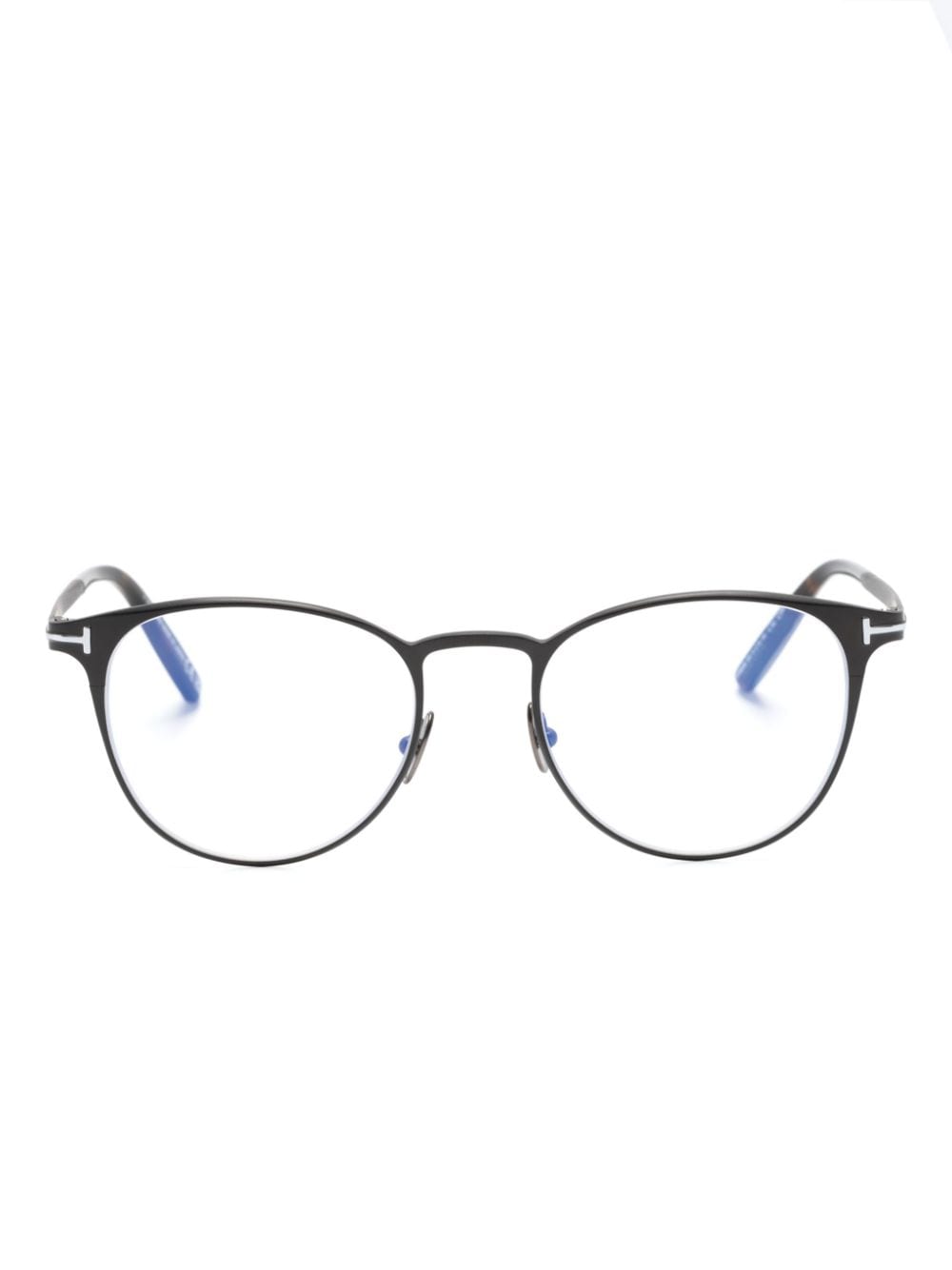 TOM FORD Eyewear Bril met rond montuur en schildpad schild design Zwart