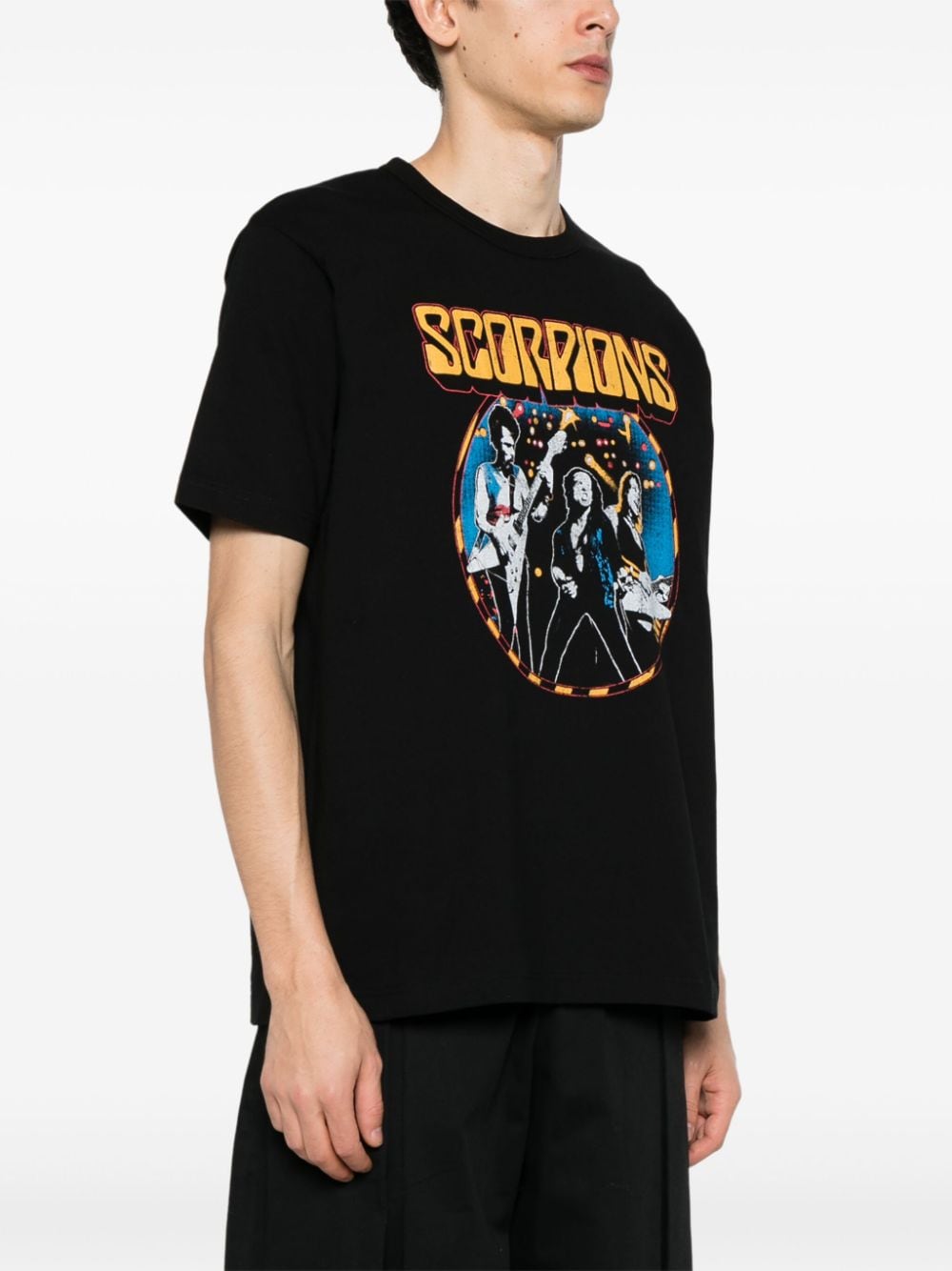 Shop Junya Watanabe Scorpions-print Cotton T-shirt In Black