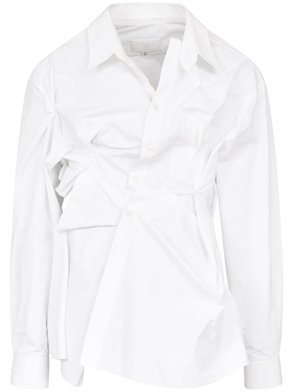Shop Maison Margiela Asymmetric Gathered Shirt In White
