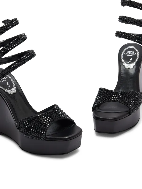 René Caovilla Cleo Platform Sandals Black FARFETCH TH