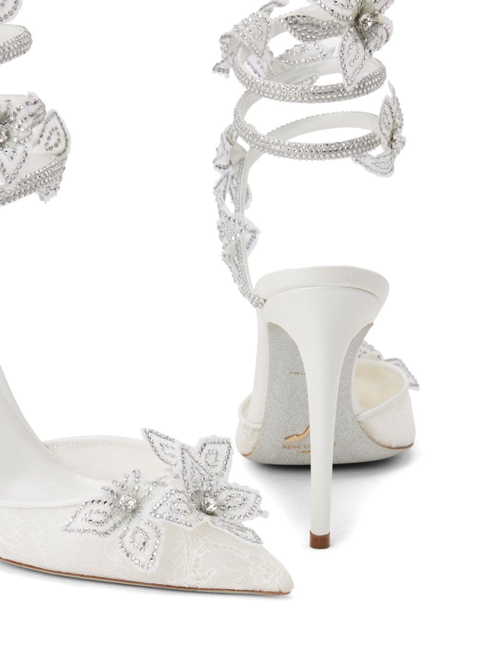 Shop René Caovilla Floriane Floral-appliqué Pumps In White