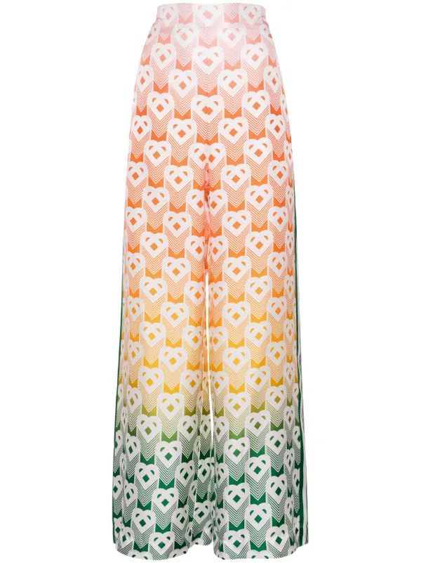 Casablanca Heart Monogram Silk Trousers in Orange