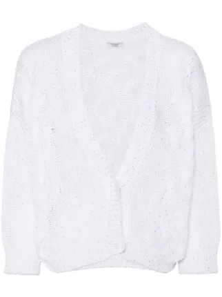 Peserico スパンコール ケーブルニットカーディガン - Farfetch 