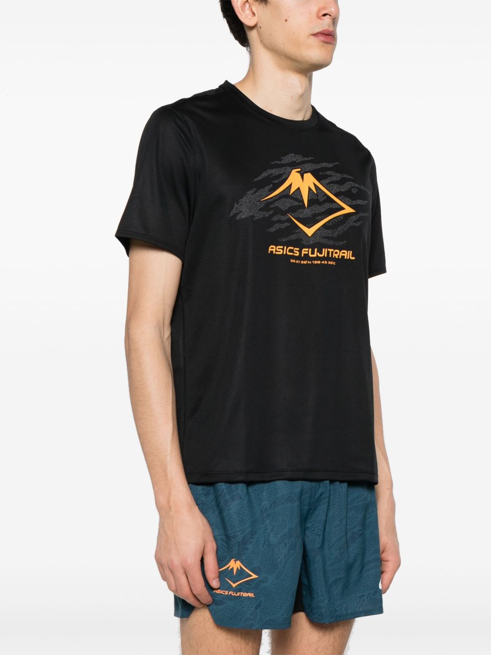 Shop Asics Fujitrail Logo-print T-shirt In Black