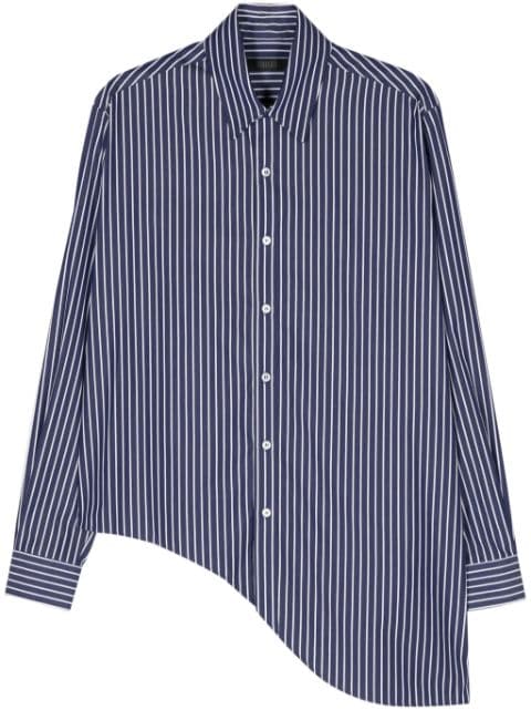 Ssheena slogan-print striped asymmetric shirt