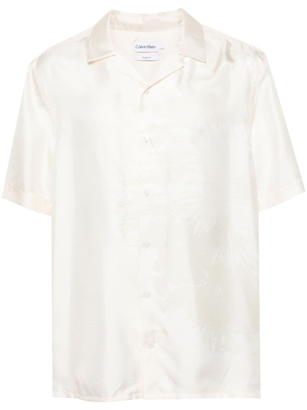 Calvin Klein Floral-print Silk Shirt In Neutrals