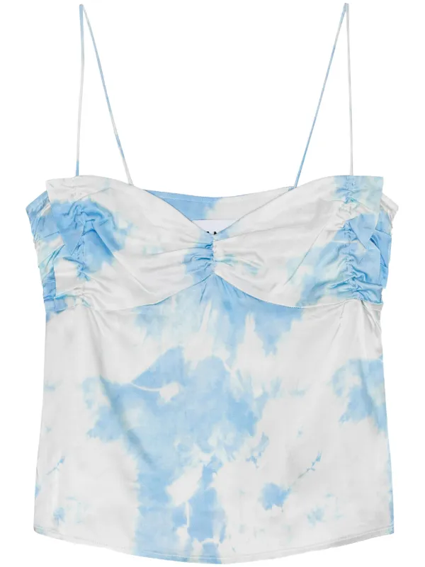 GANNI tie-dye Satin Top | Blue | FARFETCH