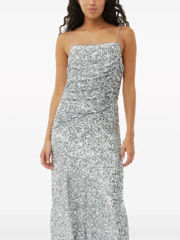 Ganni silver sequin dress best sale