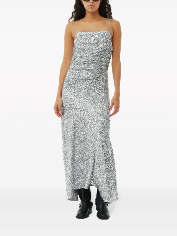 GANNI sequin-embellished Maxi Dress | Silver | FARFETCH
