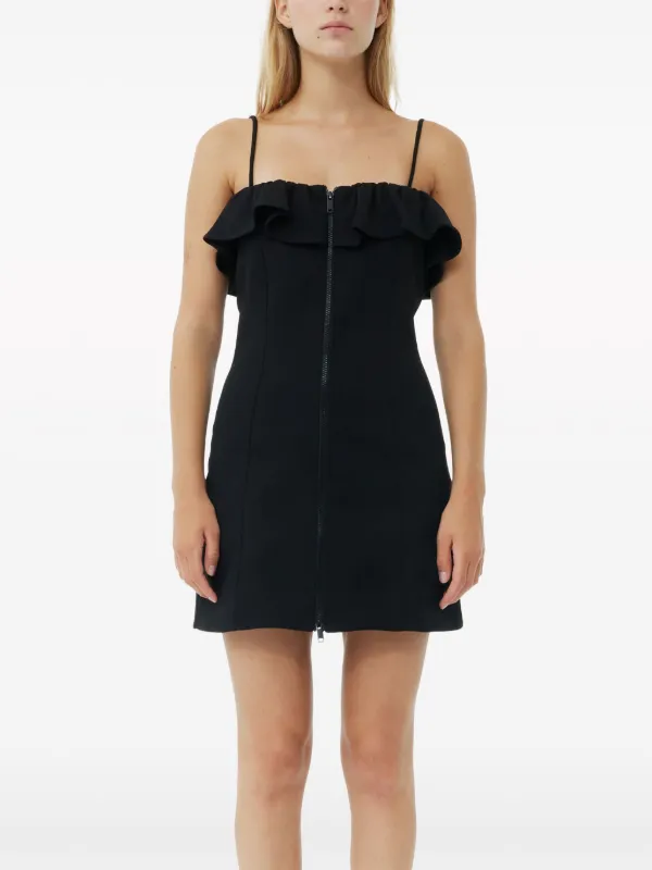 ワンピース Ganni Mini dress with ruffles GANNI ruffle-trim Minidress | Black | FARFETCH