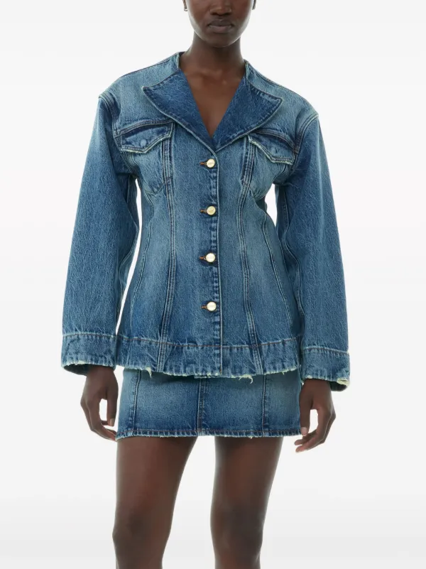 GANNI raw-cut Denim Blazer | Blue | FARFETCH