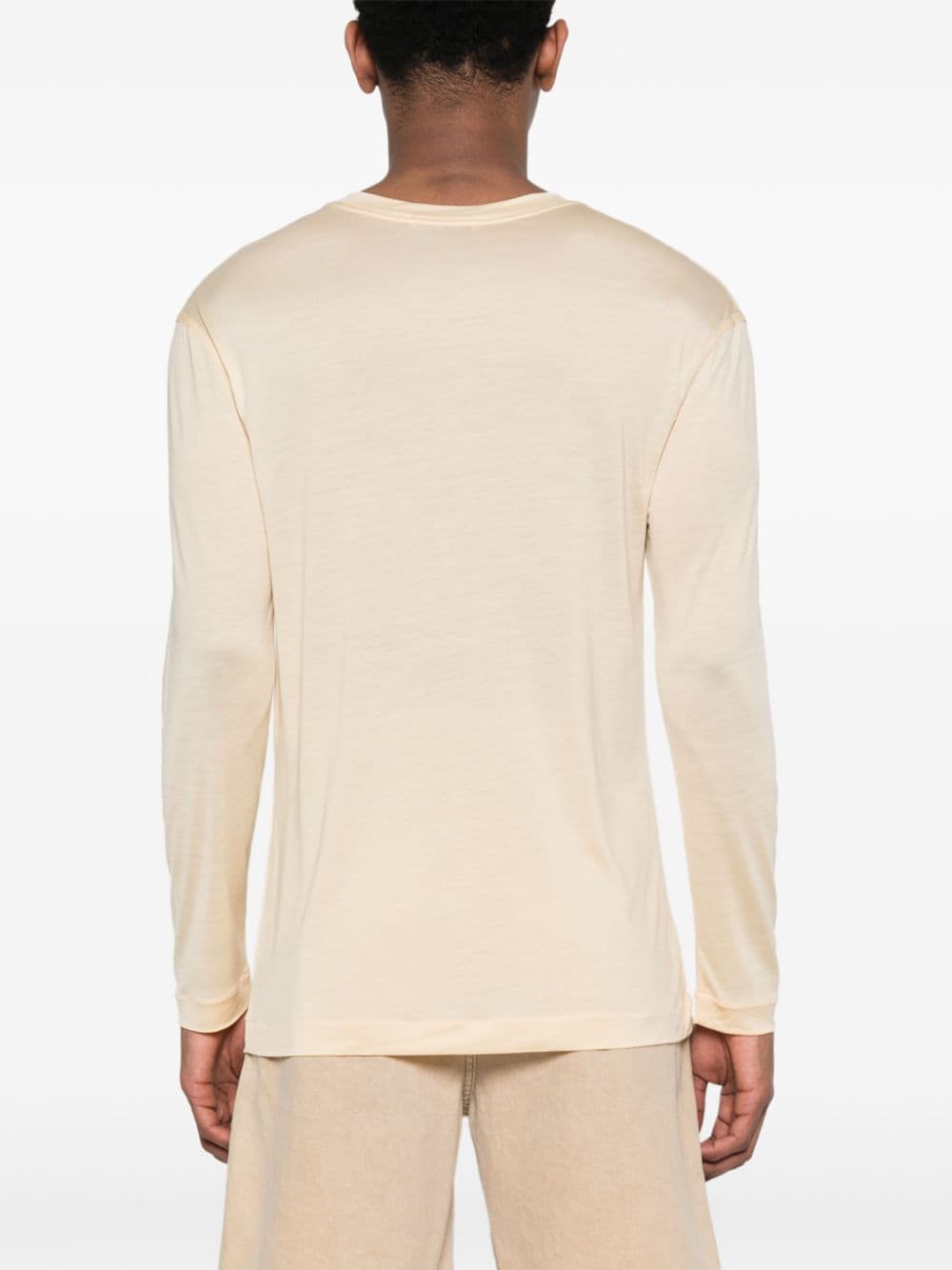 Shop Lemaire Longsleeved Silk Jersey Top In Yellow