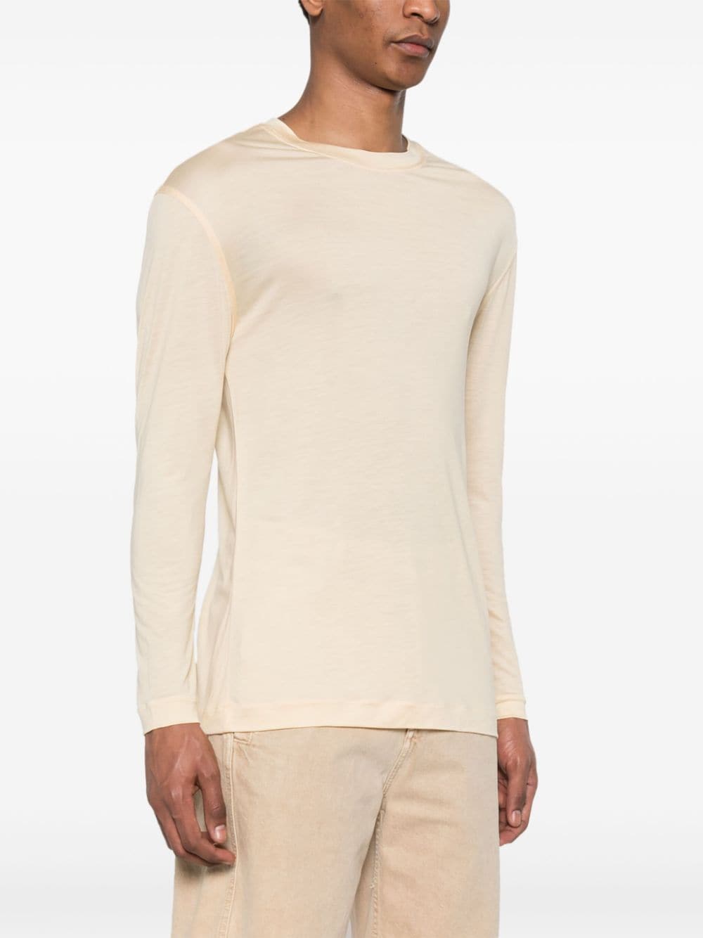 Shop Lemaire Longsleeved Silk Jersey Top In Yellow