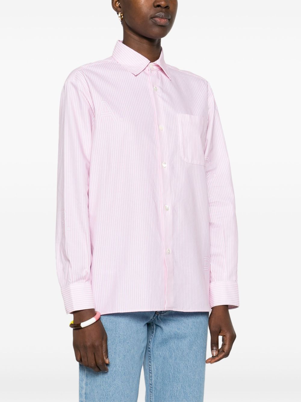 Shop Apc Sela Striped Cotton Shirt In Neutrals