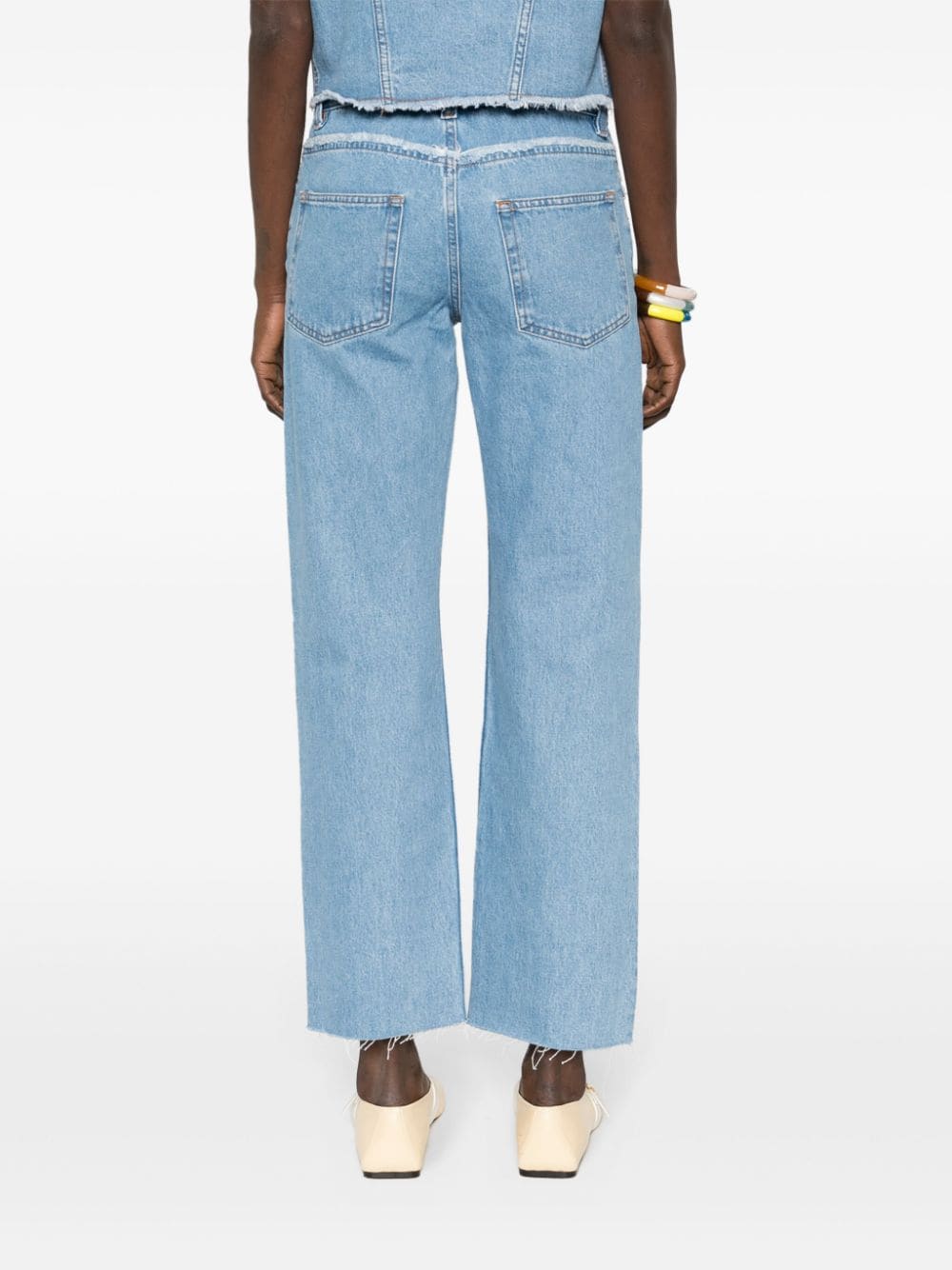 Shop Apc Frayed Straight Jeans In Blue