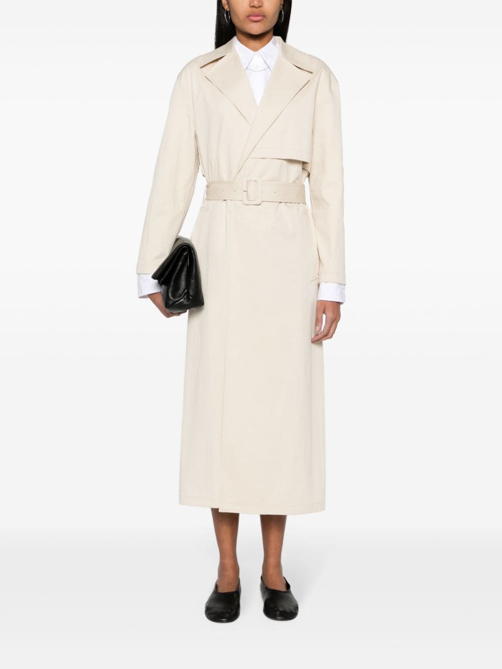 Image 2 of Theory twill belted maxi trench coat