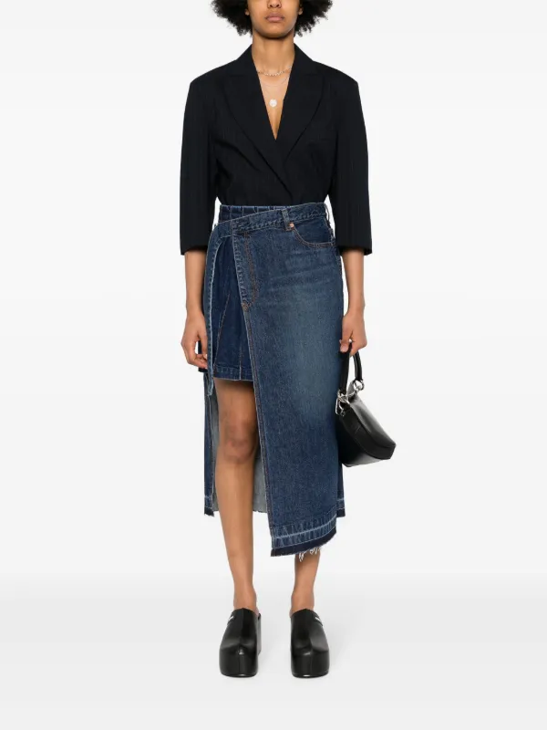 Sacai Overlapping Denim Midi Skirt - Farfetch