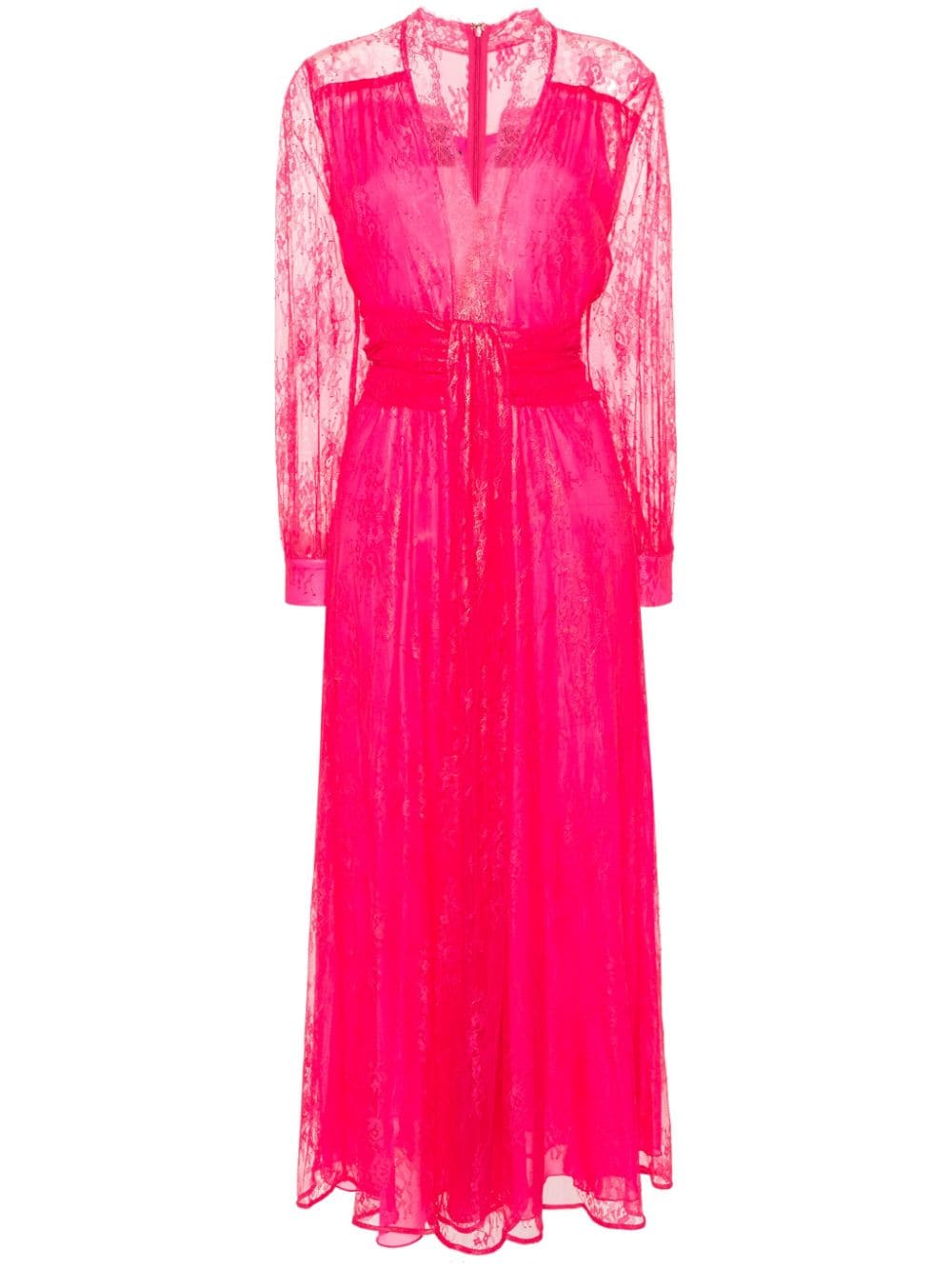 Pinko Floral-lace Mesh Maxi Dress In Pink