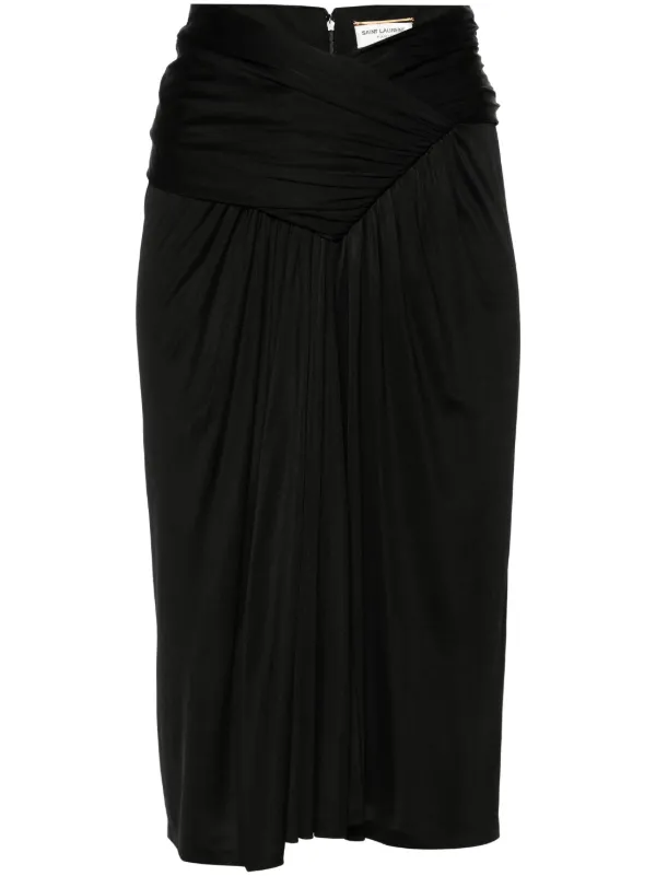 Saint Laurent Draped Pencil Miniskirt in Black