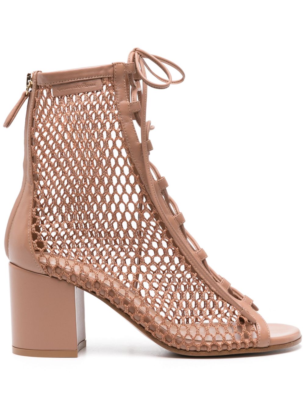 Gianvito Rossi open-knit lace-up sandals Pink