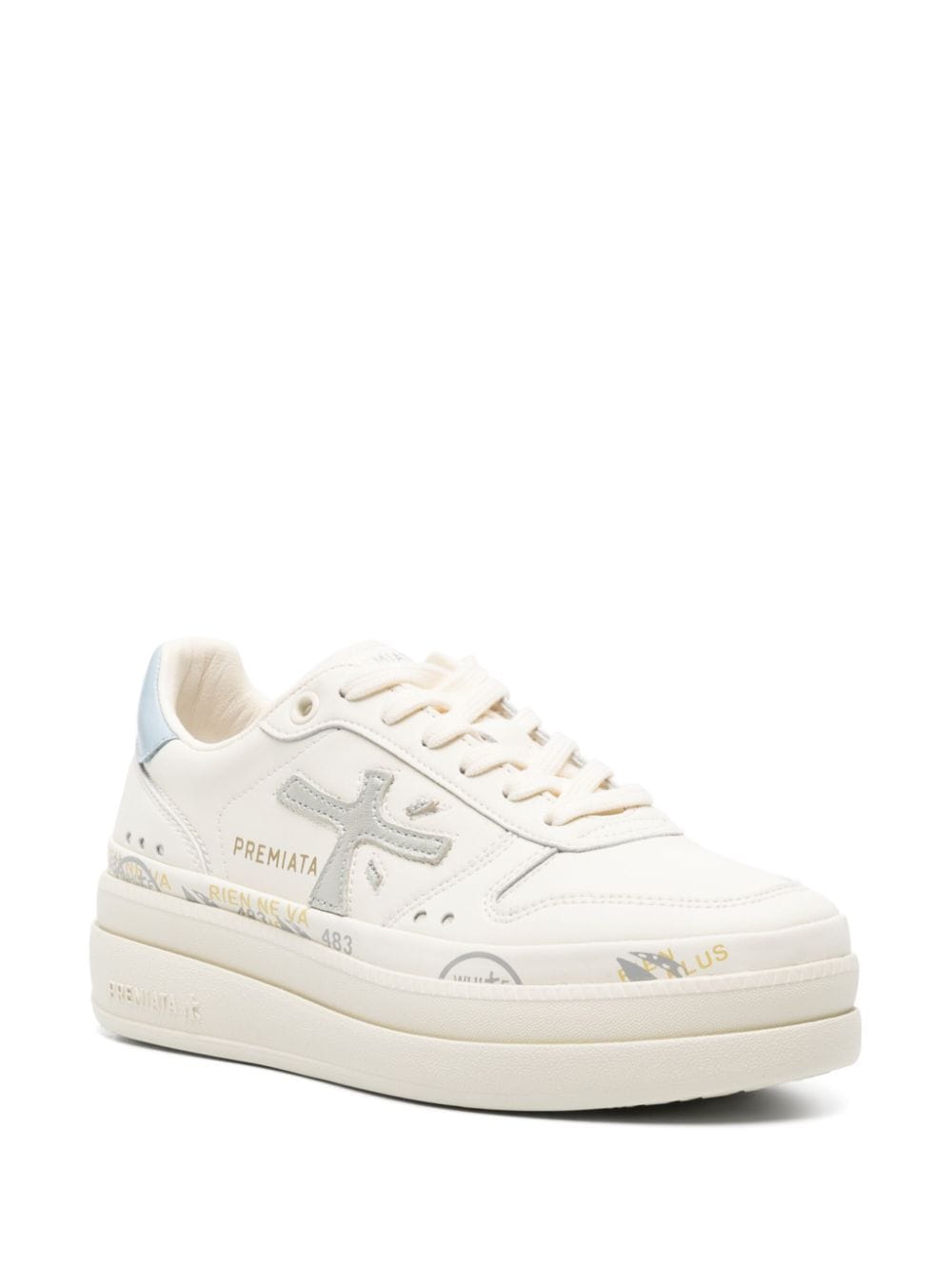 Shop Premiata Micol 6789 Leather Platform Sneakers In White