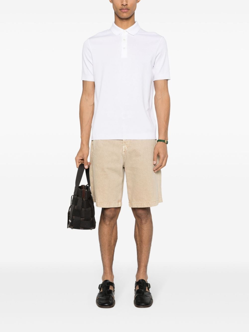 Shop Herno Knitted Cotton Polo Shirt In White