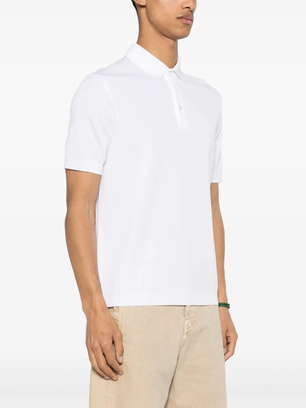 Shop Herno Knitted Cotton Polo Shirt In White