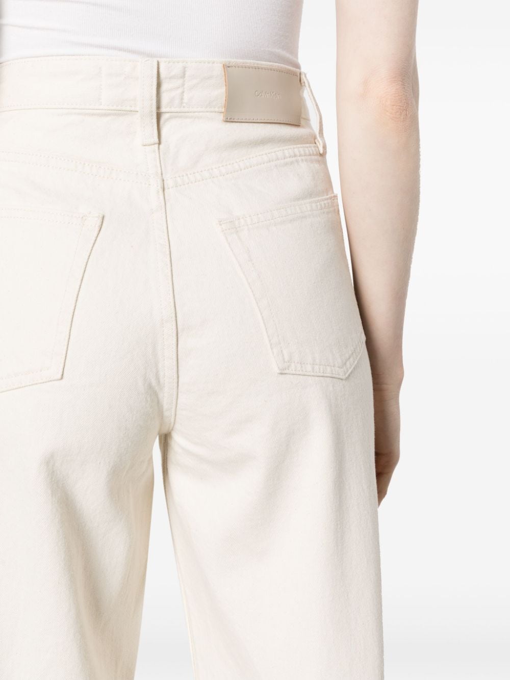 Calvin Klein High waist jeans met wijde pijpen Beige