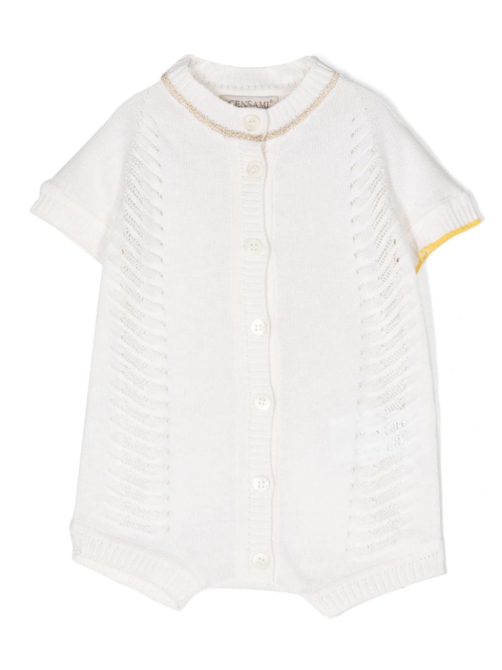 Gensami Babies' Button-up Knitted Rompers In White