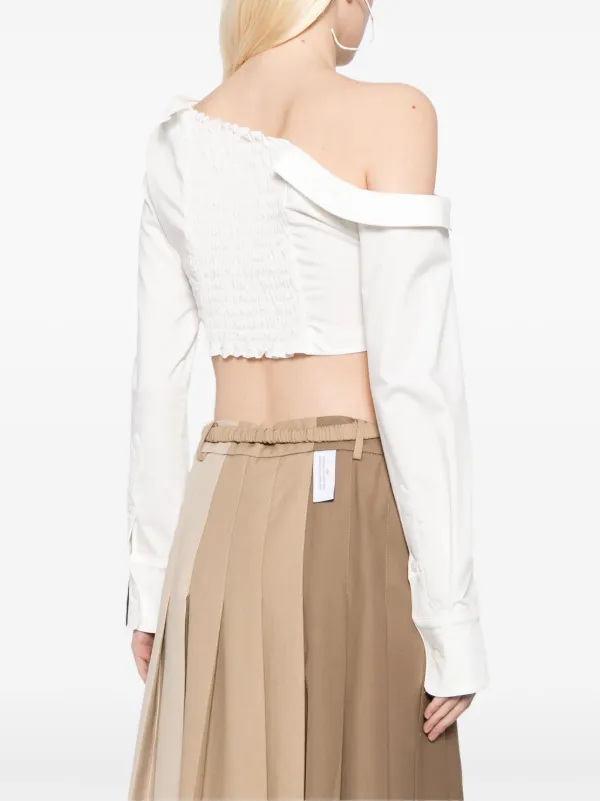 Rokh Twisted Asymmetric Blouse | White | FARFETCH