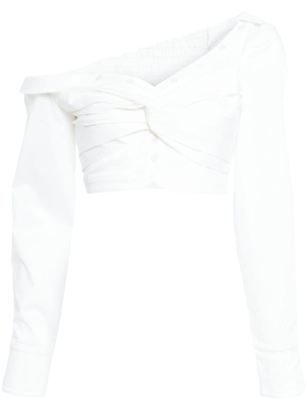 Rokh Twisted Asymmetric Blouse In White