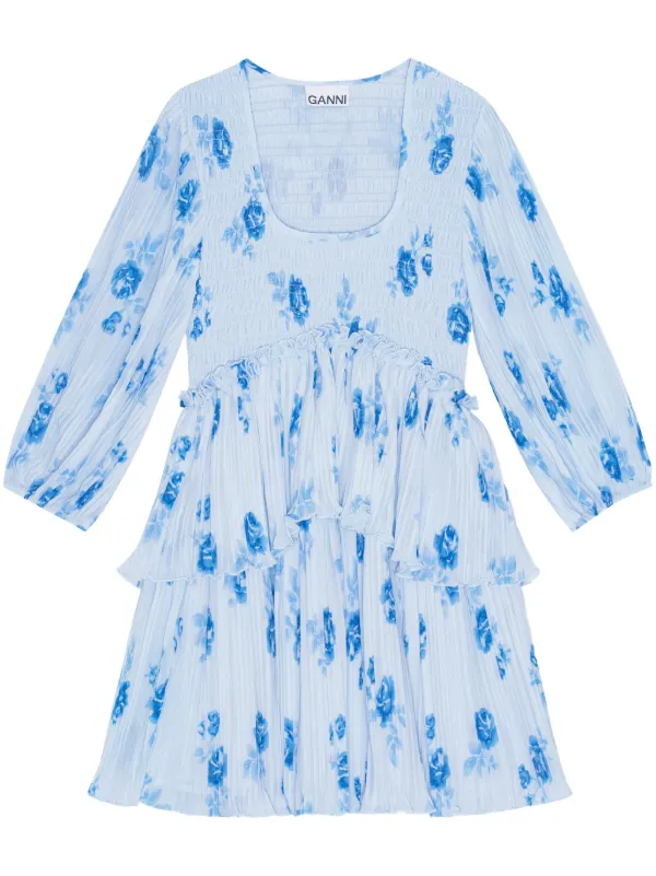 ganni floral pleated dress Ganni Georgette Midi Dress