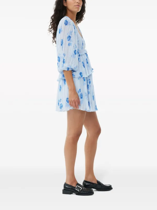 ganni floral print mini dress Floral Printed Cotton Mini Dress