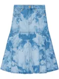 GANNI bleach-effect denim midi skirt - Blue