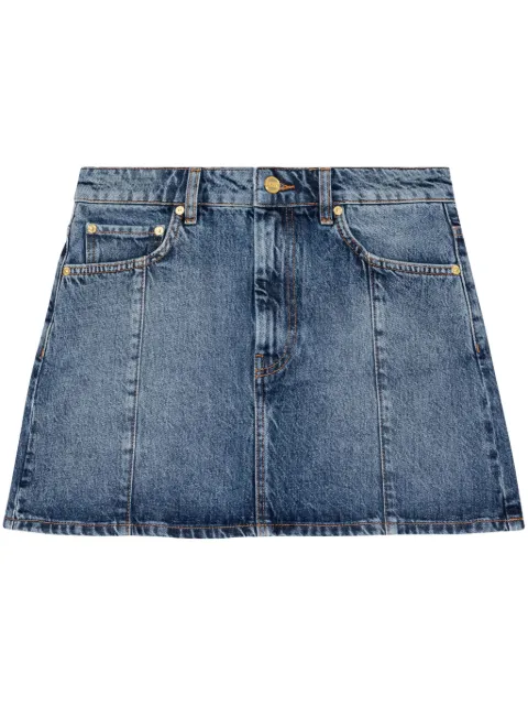 GANNI rhinestone-logo denim miniskirt
