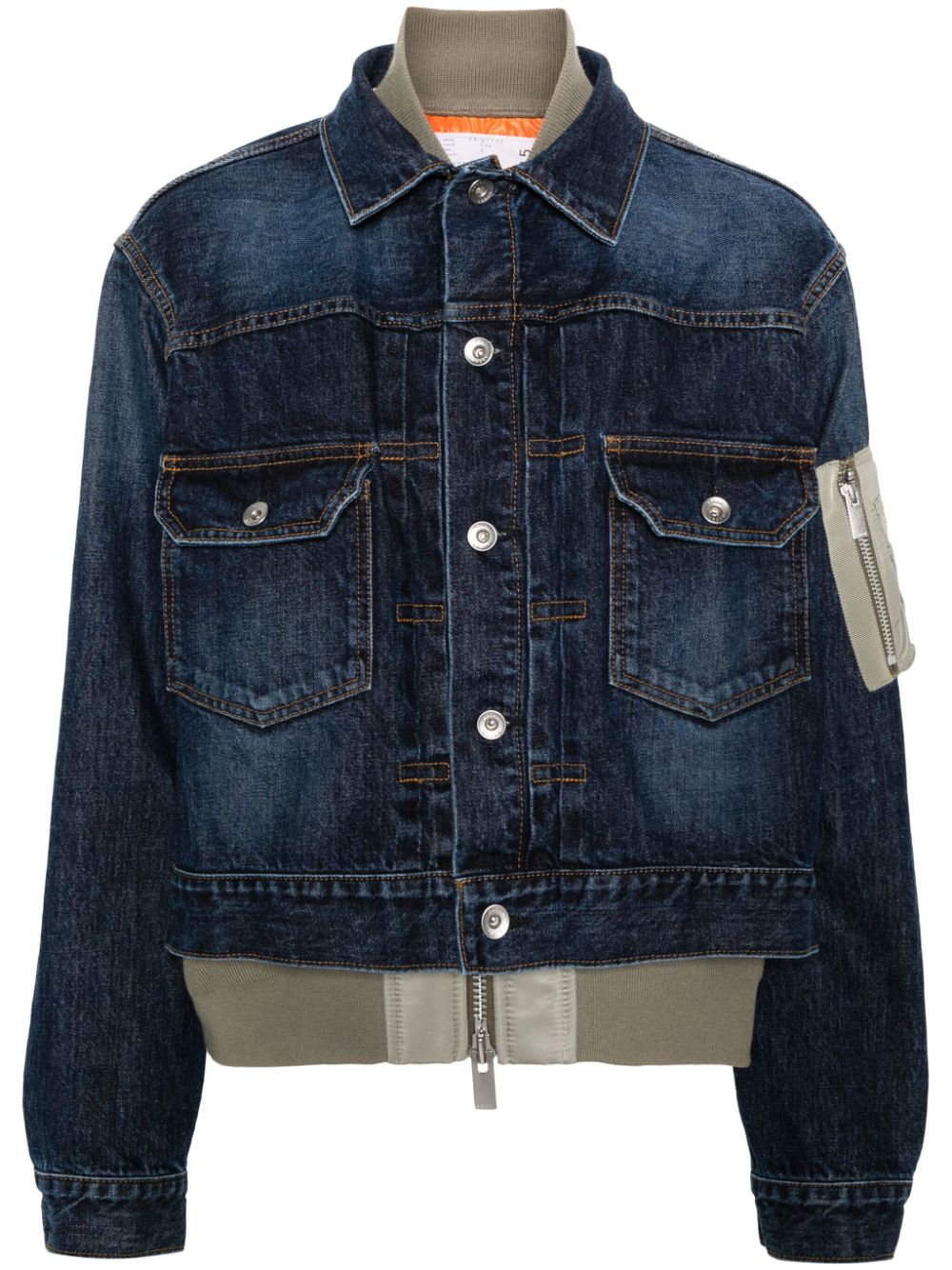 Sacai Layered Denim Jacket In Blue