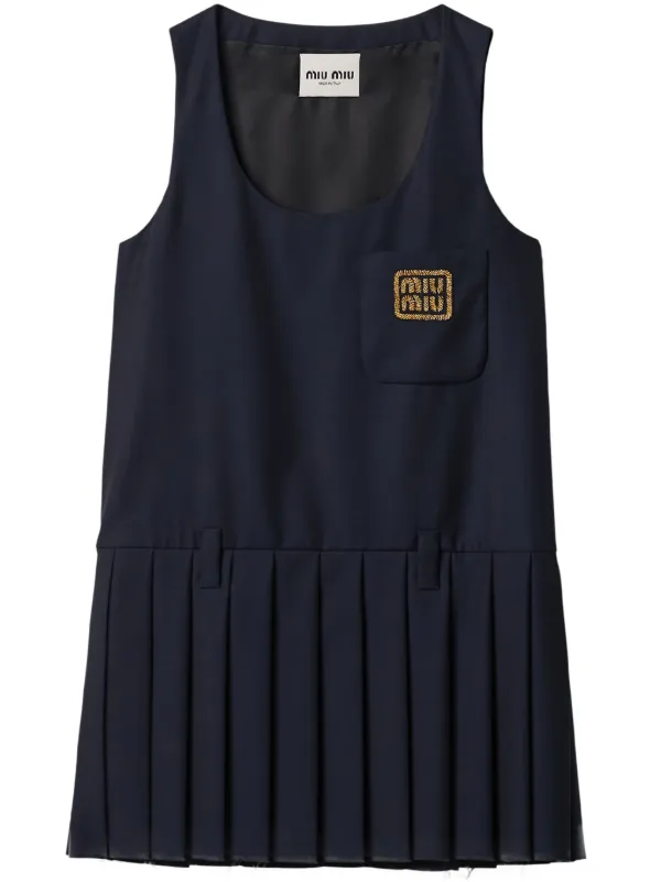 ワンピース MIU MIU Pleated dress Miu Miu Pleated Dress in Blue | Lyst